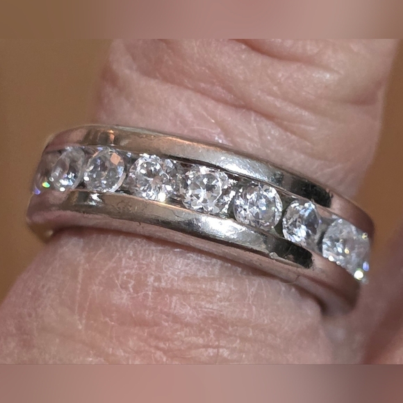 ETERNITY RING 925 STERLING SILVER SIZE 6  Heavy 8.51 Grams COMFORT BAND - Picture 1 of 8